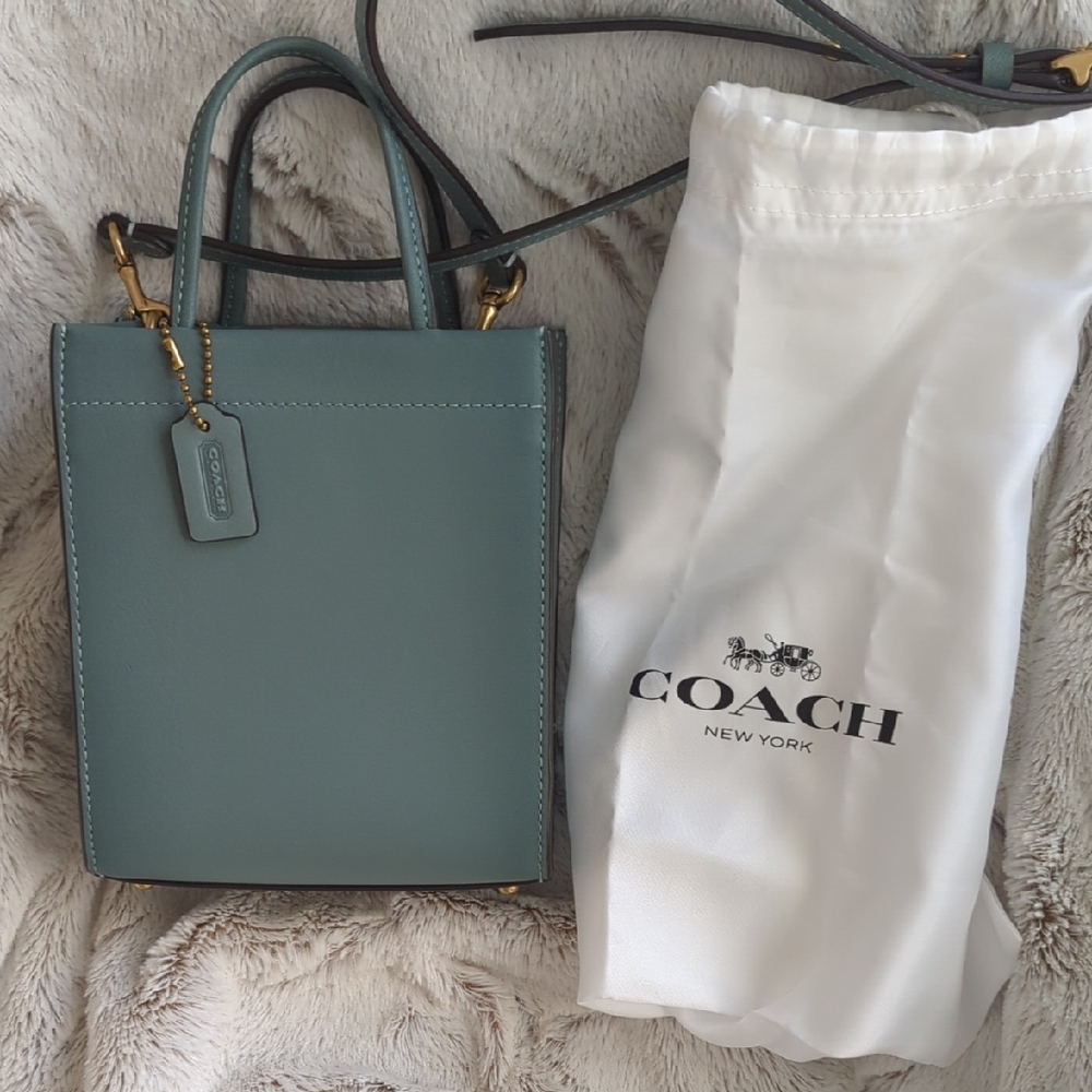 Coach Green Mini Bag with Leather and Metal Accents
